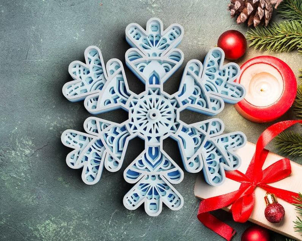 3D Snowflake SVG DXF 4 Layer - Christmas Svg-Rishasart