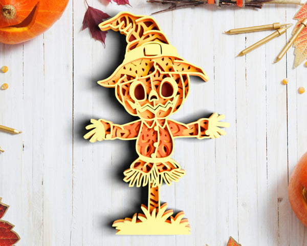 3D Layered Halloween Straw Man SVG