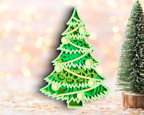 3D Christmas Tree SVG DXF 6 Layer-Rishasart