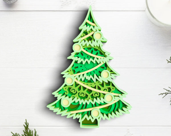 3D Christmas Tree SVG DXF 6 Layer-Rishasart