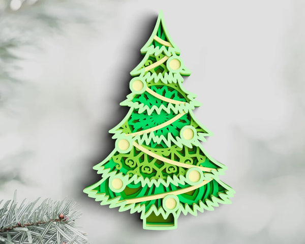 3D Christmas Tree SVG DXF 6 Layer-Rishasart