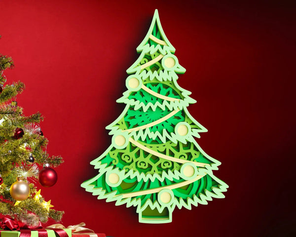 3D Christmas Tree SVG DXF 6 Layer-Rishasart