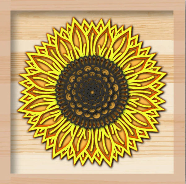 Sunflower SVG 7 Layer 3D Mandala SVG PNG Flower Mandala Svg Floral Svg 3D Flower Svg *Instant Download*-Rishasart