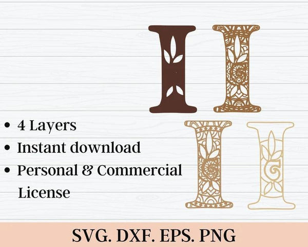 Layered Floral Alphabet SVG DXF-Rishasart