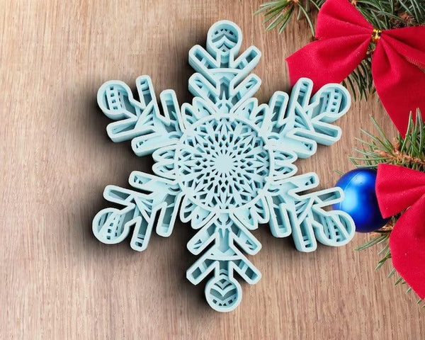 3D Snowflake SVG DXF 4 Layer - Christmas Svg-Rishasart