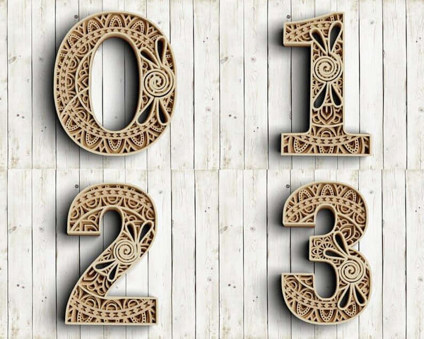 0 - 9 Layered Floral Numbers SVG DXF Bundle-Rishasart