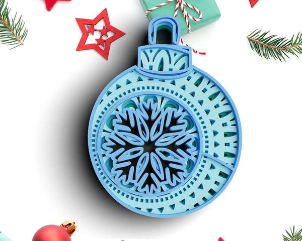 3D Christmas SVG DXF 4 Layer - Ornament Svg-Rishasart