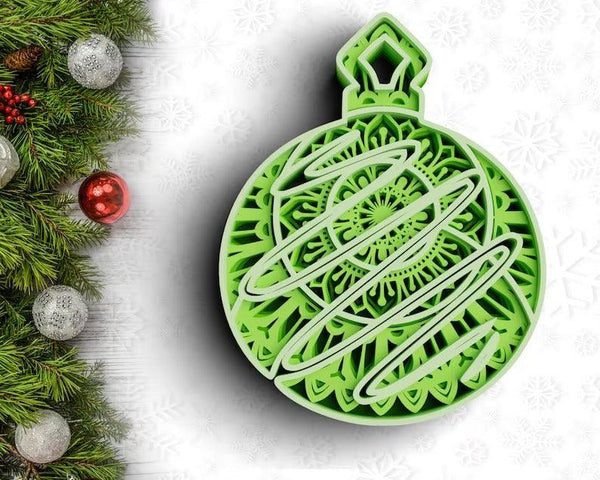 3D Christmas SVG DXF 4 Layer - Ornament Svg-Rishasart