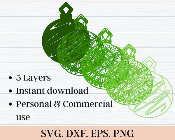 3D Christmas SVG DXF 4 Layer - Ornament Svg-Rishasart