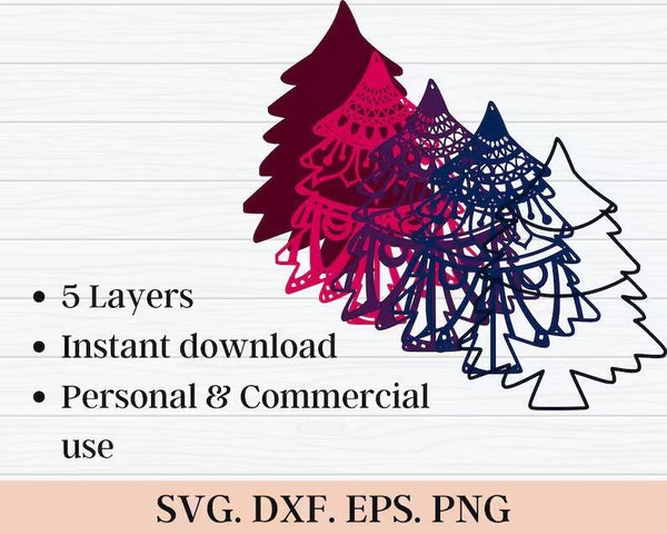 3D Christmas SVG DXF 5 Layer - Christmas Tree Svg-Rishasart