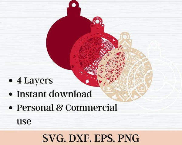 3D Layered Christmas Ornament SVG DXF Bundle-Rishasart