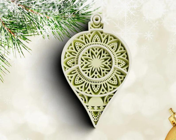 3D Layered Christmas Ornament SVG DXF Bundle-Rishasart