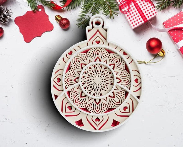 3D Layered Christmas Ornament SVG DXF Bundle-Rishasart