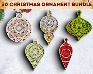 3D Layered Christmas Ornament SVG DXF Bundle-Rishasart