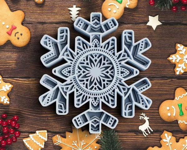 3D Snowflake SVG DXF 4 Layer - Christmas Svg-Rishasart