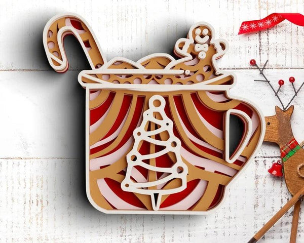 3D Christmas SVG DXF - Christmas Cup Svg-Rishasart