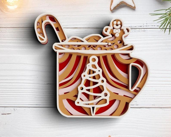 3D Christmas SVG DXF - Christmas Cup Svg-Rishasart