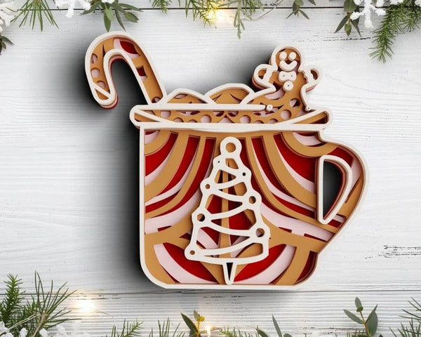 3D Christmas SVG DXF - Christmas Cup Svg-Rishasart