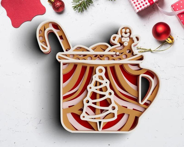 3D Christmas SVG DXF - Christmas Cup Svg-Rishasart