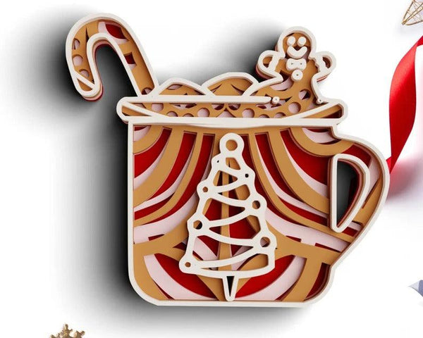 3D Christmas SVG DXF - Christmas Cup Svg-Rishasart