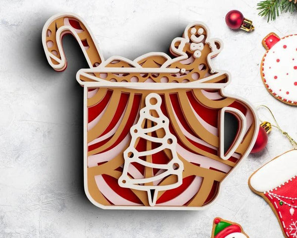 3D Christmas SVG DXF - Christmas Cup Svg-Rishasart