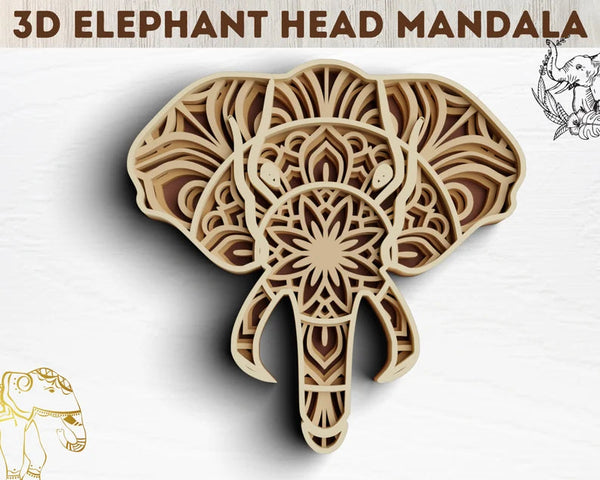 3D Elephant SVG DXF 4 Layer - Animal Svg-Rishasart