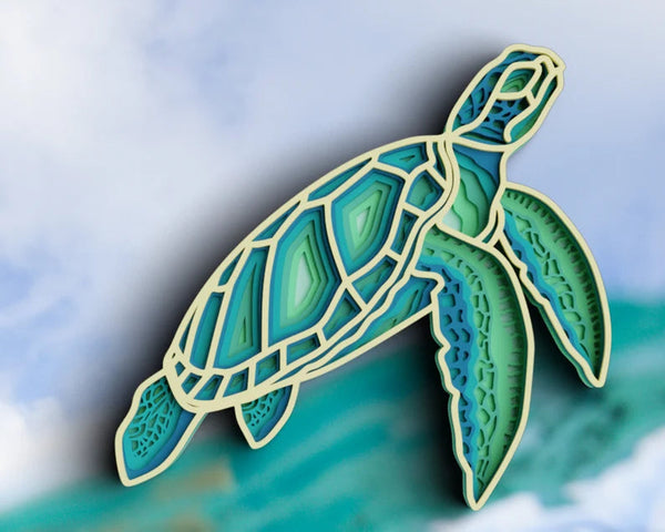 3D Sea Turtle SVG DXF 6 Layer - Ocean Svg-Rishasart