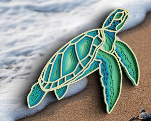 3D Sea Turtle SVG DXF 6 Layer - Ocean Svg-Rishasart