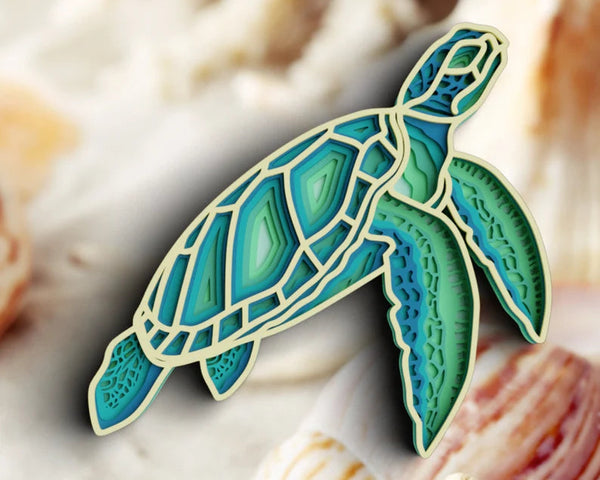 3D Sea Turtle SVG DXF 6 Layer - Ocean Svg-Rishasart