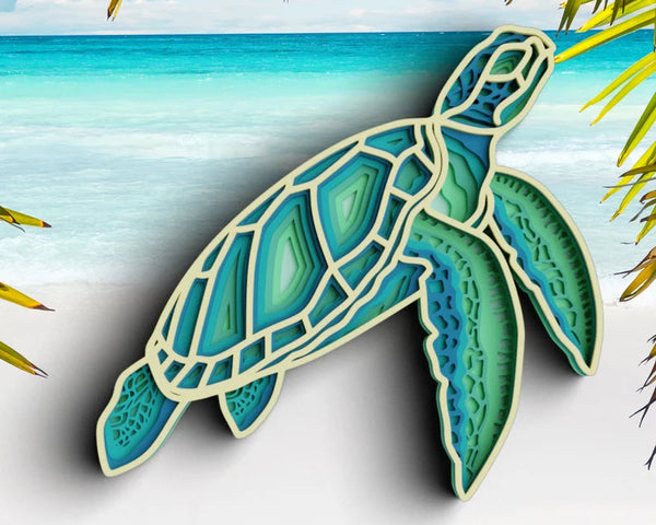 3D Sea Turtle SVG DXF 6 Layer - Ocean Svg-Rishasart