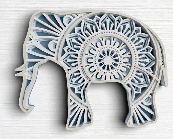 3D Elephant SVG DXF 5 Layer - Animal Svg-Rishasart