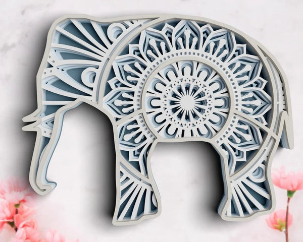 3D Elephant SVG DXF 5 Layer - Animal Svg-Rishasart