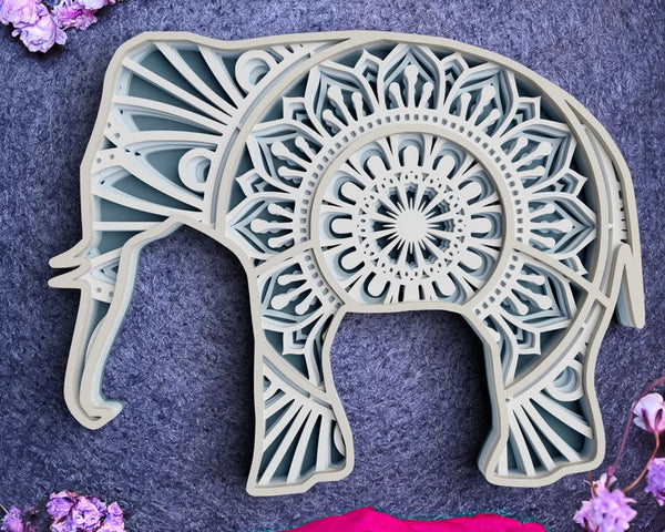 3D Elephant SVG DXF 5 Layer - Animal Svg-Rishasart