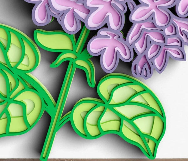 3D Flower SVG DXF 6 Layer - Lilac Svg-Rishasart