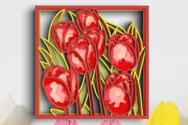 3D Flower SVG DXF 8 Layer - Tulip Svg-Rishasart