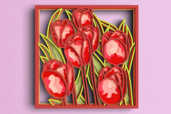 3D Flower SVG DXF 8 Layer - Tulip Svg-Rishasart