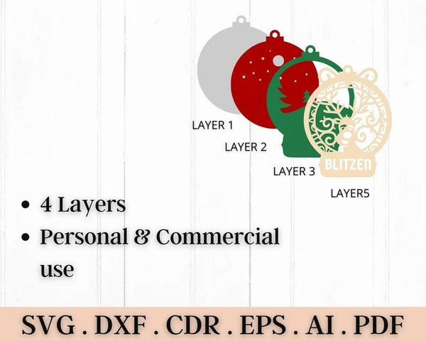 3D Christmas Ornament SVG DXF 09 Designs Bundle-Rishasart