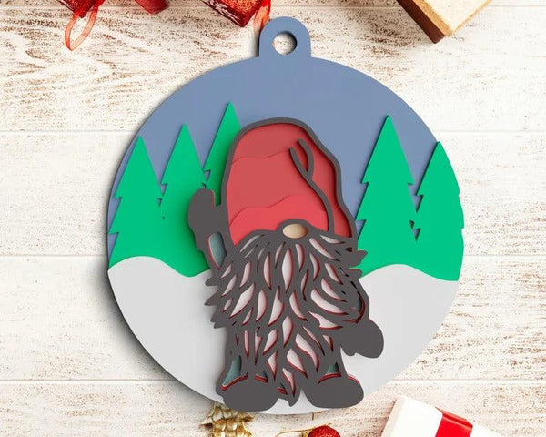 3D Gnome Ornament SVG DXF Bundle - Christmas Svg-Rishasart