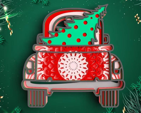 3D Christmas Truck SVG DXF-Rishasart