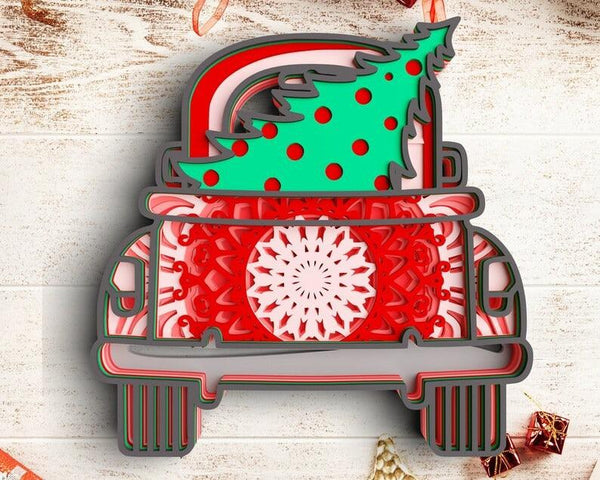 3D Christmas Truck SVG DXF-Rishasart