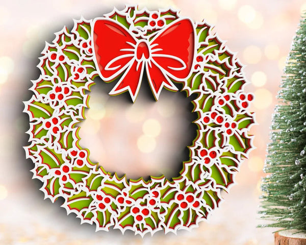 3D Floral Wreath SVG DXF 6 Layer - Christimas Svg-Rishasart