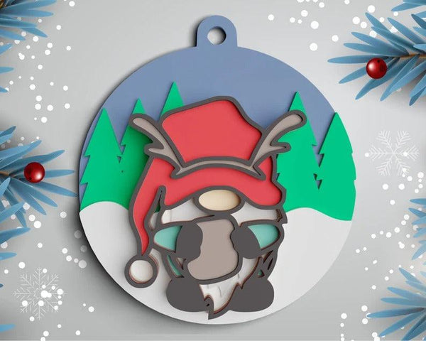 3D Gnome Ornament SVG DXF Bundle - Christmas Svg-Rishasart