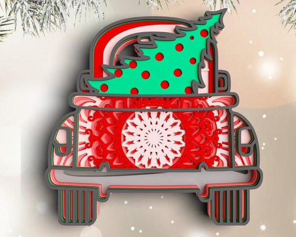 3D Christmas Truck SVG DXF-Rishasart