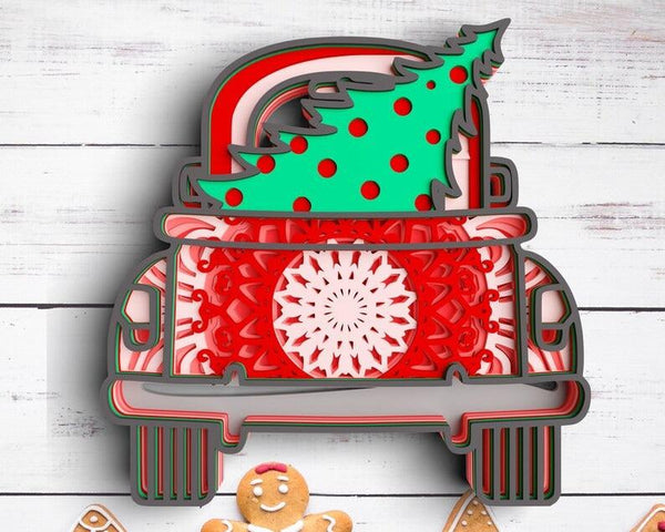 3D Christmas Truck SVG DXF-Rishasart