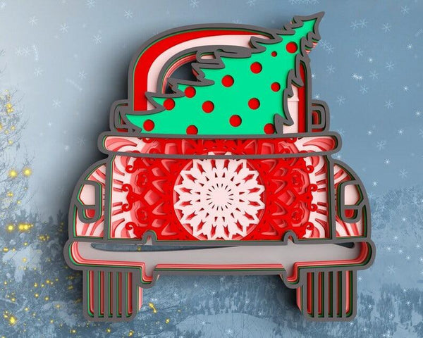 3D Christmas Truck SVG DXF-Rishasart