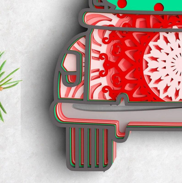 3D Christmas Truck SVG DXF-Rishasart