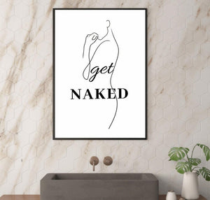 Get Naked Sign Bathroom decor, Downloadable prints-Rishasart