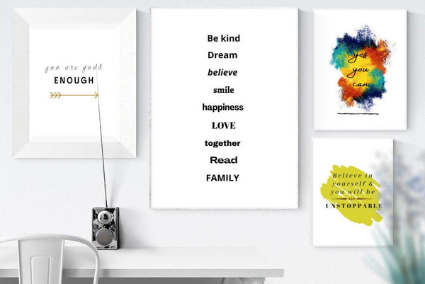 Be Kind Dream Believe Digital Download Quote Prints-Rishasart