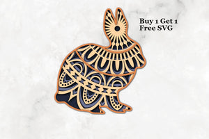 Bunny SVG 4 Layer 3D Mandala SVG PNG-Rishasart