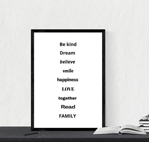 Be Kind Dream Believe Digital Download Quote Prints-Rishasart